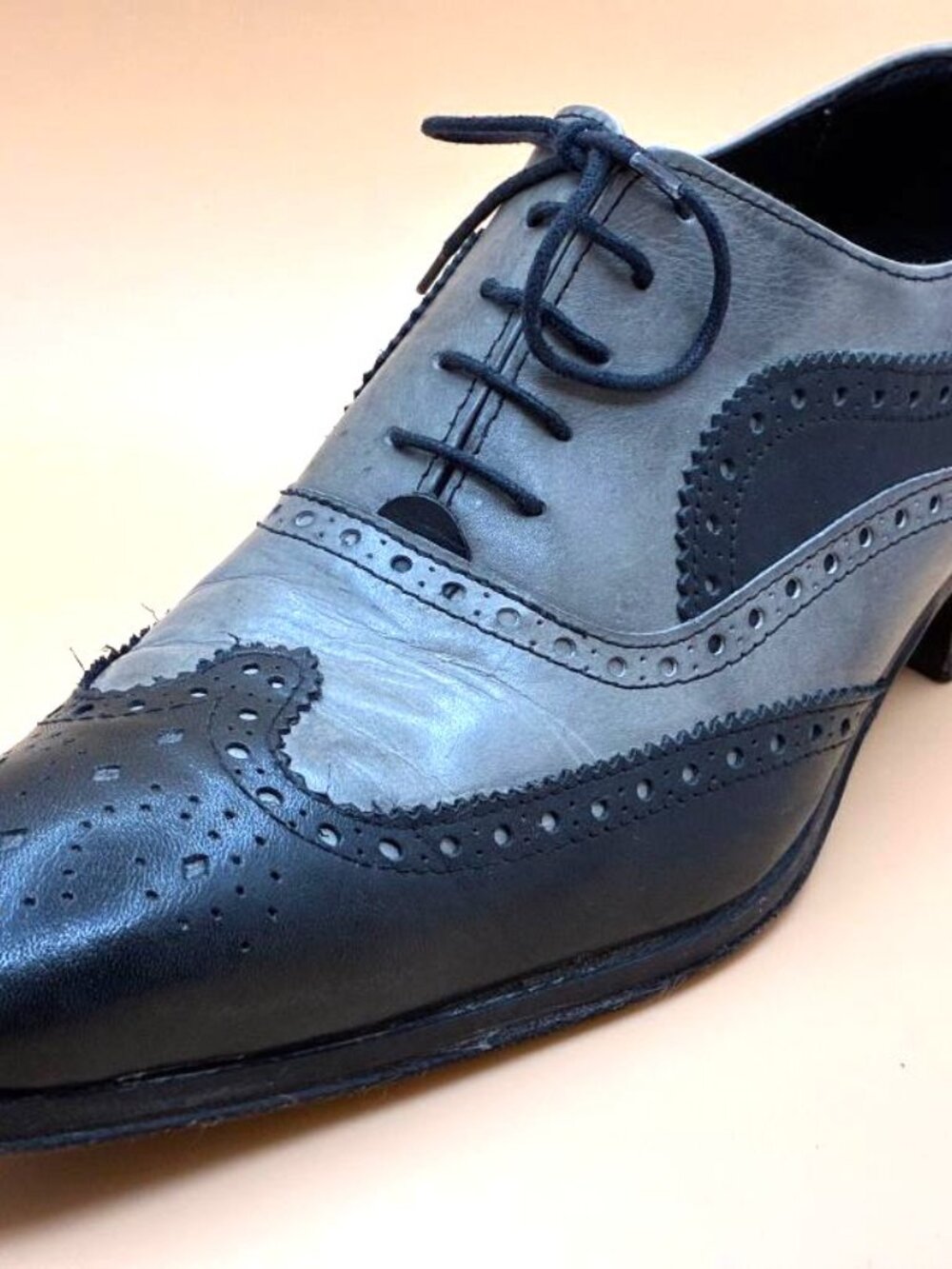 *EUC* DUCA Men’s Oxford Shoe Black & Grey Leather Lace Up Size 44 US 10.5 - Picture 3 of 9